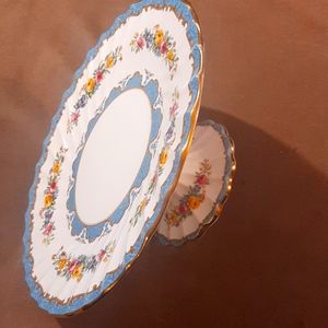 LYRIC TUNIS BLUE, crown staffordshire pedestle plate